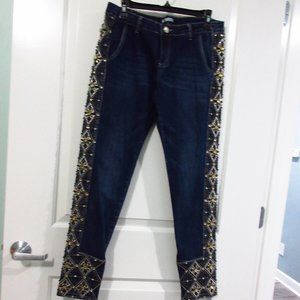 Beaded stretch jeans Style  sz 8 blue